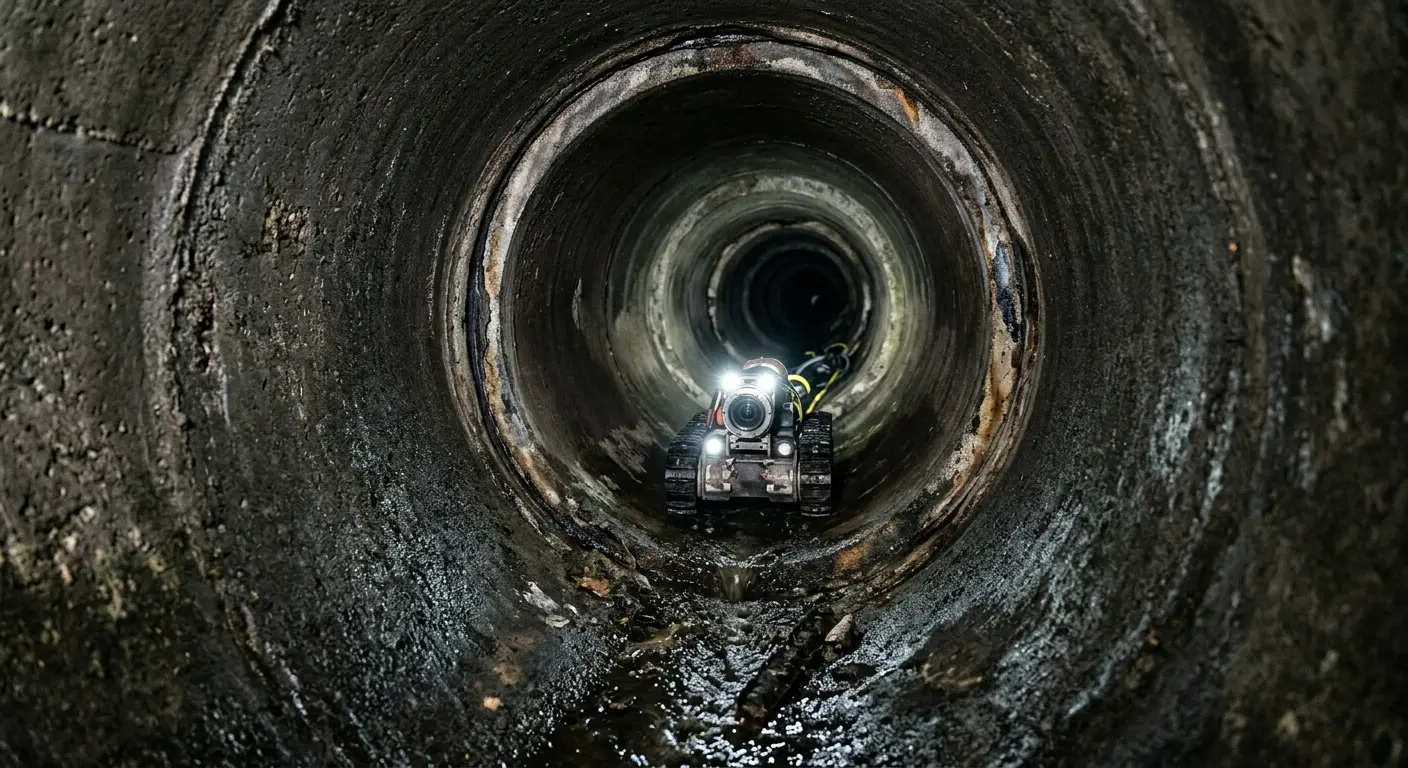 Robotic sewer camera inspecting pipe interior for Drain Snake Service in Picayune
